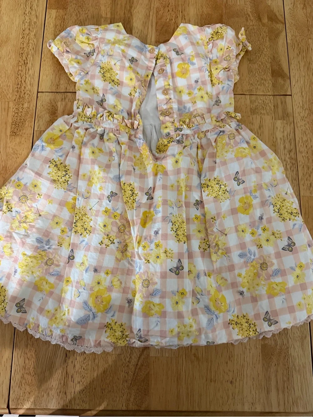 Haute Hippie Girls Yellow and White Floral Gingham Dress